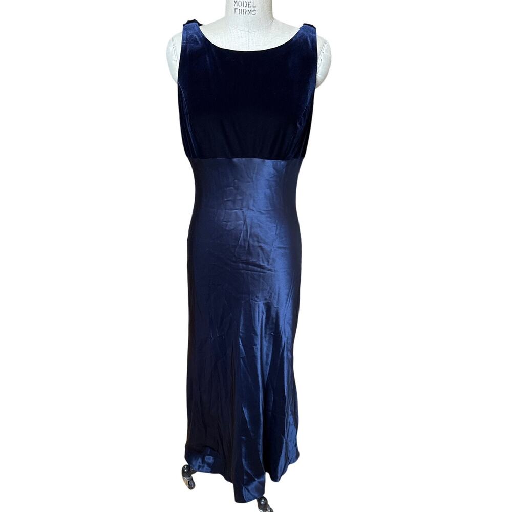 ABS Evening Velvet and Satin Long Formal Party Dress Size 12 Vintage 90s